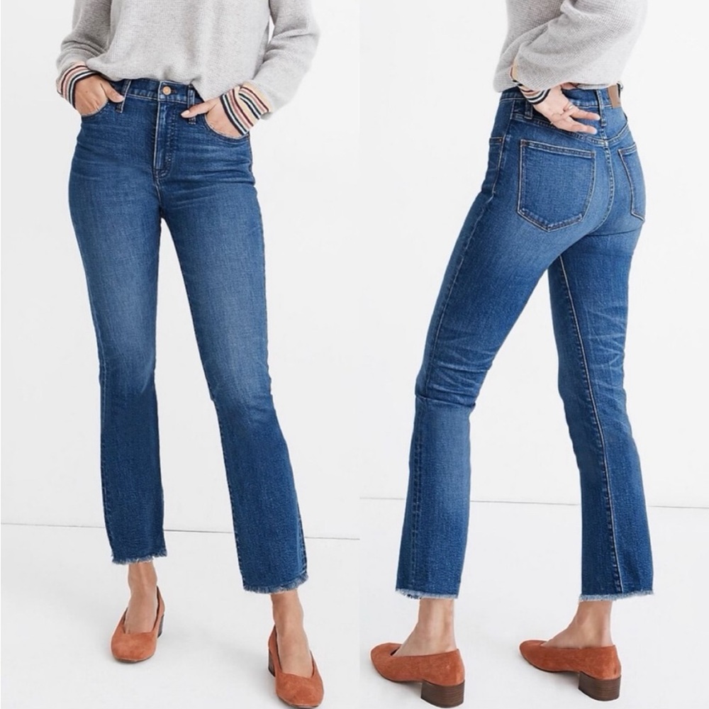 Madewell Cali Demi-Boot Frayed Leg Cotton Blend Jeans Size 28